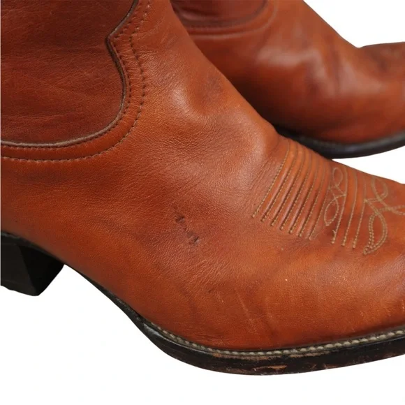 Vintage Tony Lama Leather Cowboy Boots Mens Sz 8.5 EE Brown Style 5084 USA Made - Picture 10 of 15